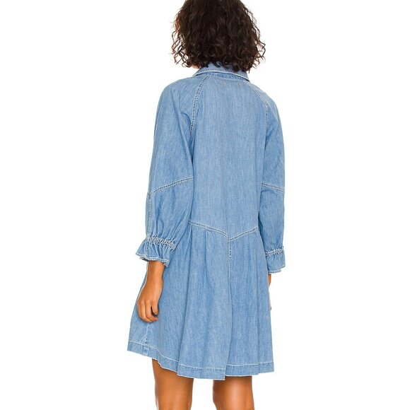 Free People Hannah Denim Mini Dress in Sunday Morning Size Medium NWT - Picture 2 of 9